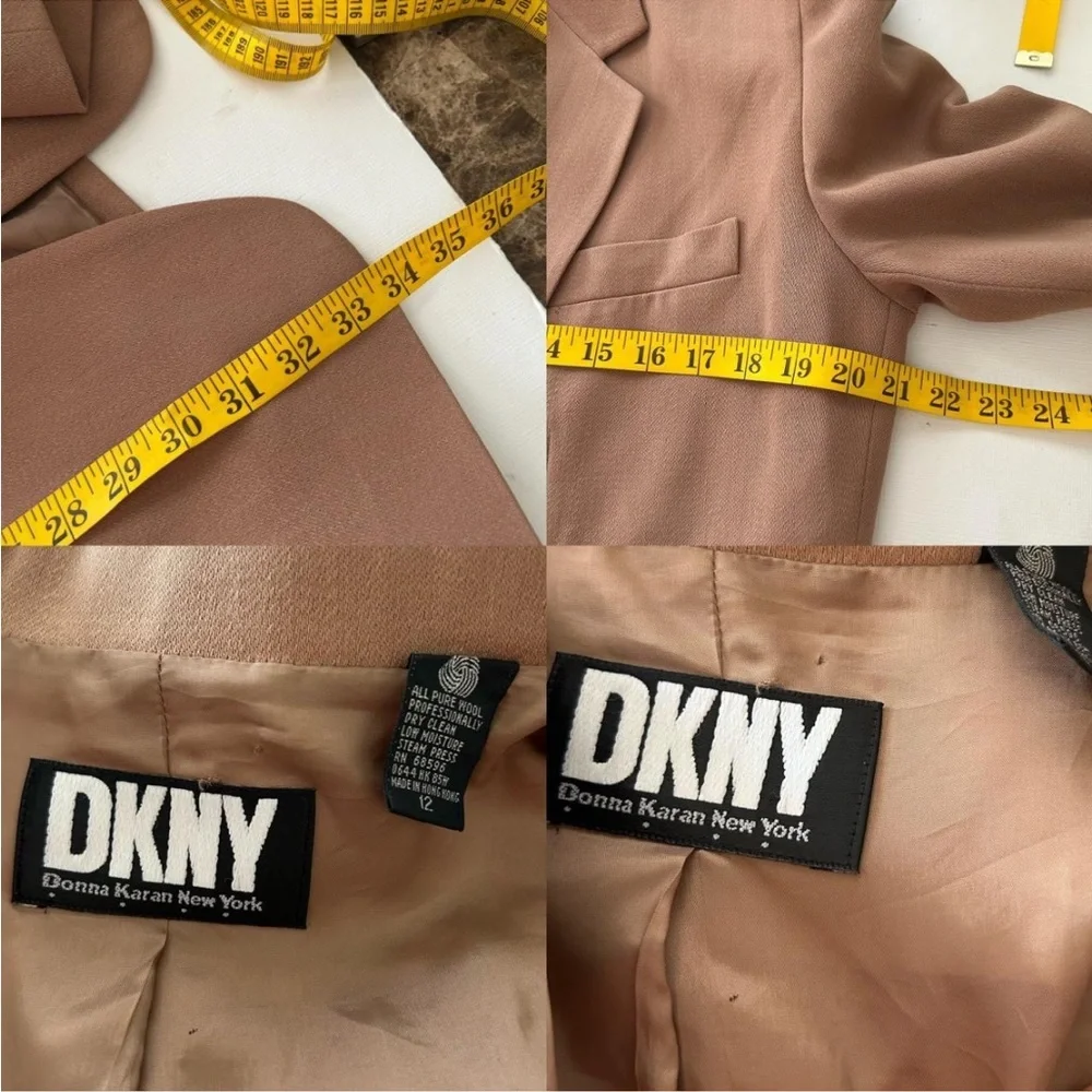 DKNY Vintage 1990s tan pure wool blazer 12. - Picture 6 of 8